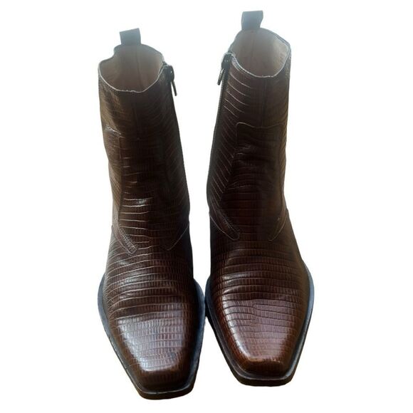 ALDO Men’s Brown Leather Short Ankle Western Cowboy Rodeo Boots Sz 42 - Picture 7 of 11